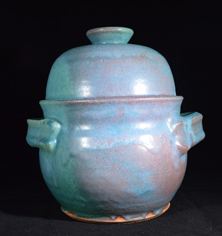 Turquoise and Red Casserole Dish