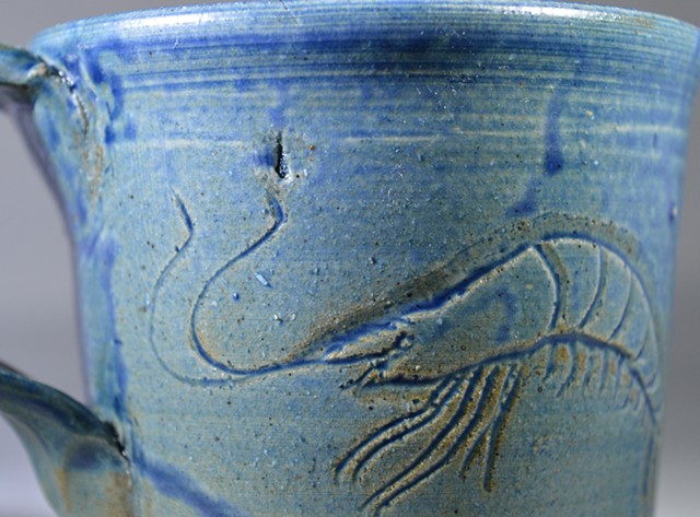 Hand Carved Flounder and Shrimp Mug (b)