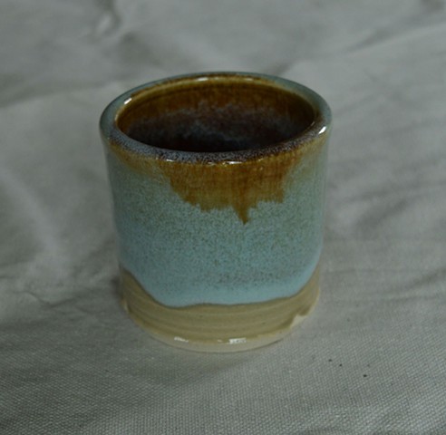 Ice Blue and Brown Tea Cup