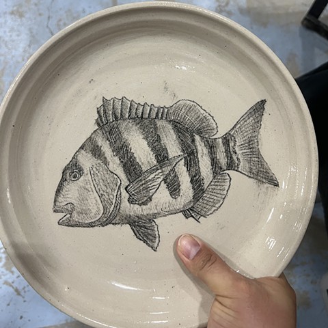 Hand Illustrated. Underglaze pencil.