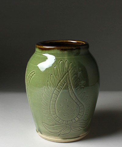 Hand Carved Garden Vase