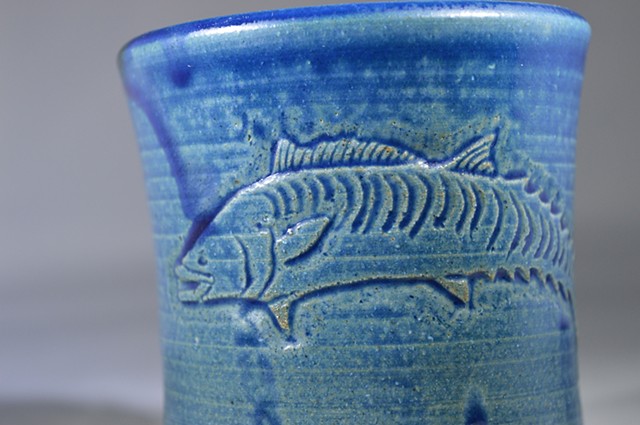 Hand Carved Kingfish Cup (b)