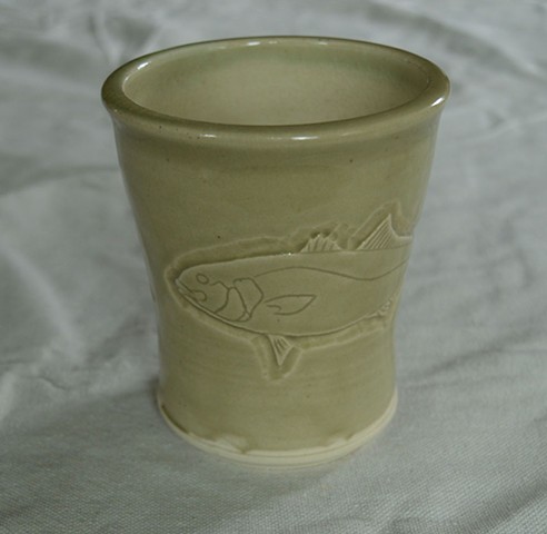 Hand Carved Jack Crevalle and Pompano Fish Cup