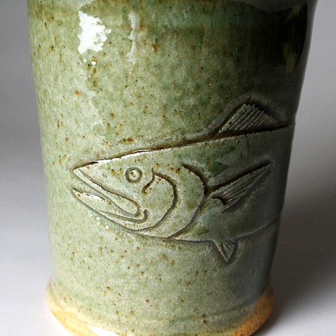 Hand Carved Kingfish Tumbler (d)