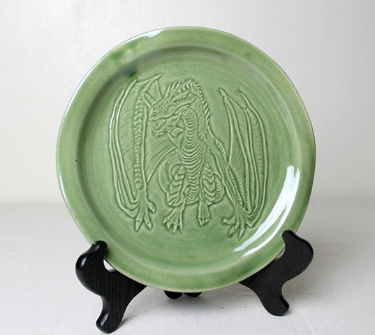 Hand Carved Dragon Plate