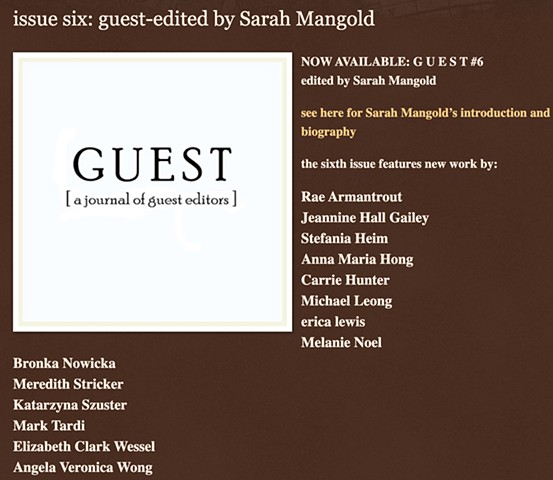 Guest Issue Six, Guest Editor, Poetry, Women Poets