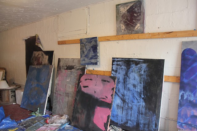 Procession of paintings in the studio