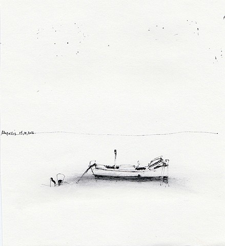 drawing, Aegean Sea, Paros, Greece, Dimitra Skandali, Don Soker Contemporary Art, San Francisco
