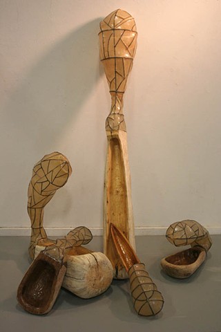 Mixed Media Wood Sculpture