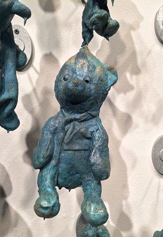 Slip dipped ceramics, stuffed animals, sculpture, childhood and art, parenthood and art