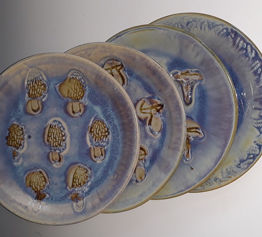Handmade Plates with Morel, Chanterelle, Porcini and Crimini Mushrooms