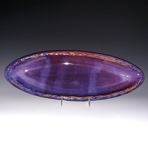 Janet Buskirk Mug Ceramic Stoneware Porcelain Hand Made Oval Plate Tray Purple