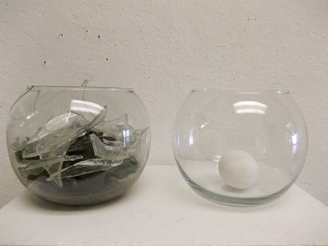 Art minimal sculpture material glass egg fragmentation wholeness opposites by Jenna Knoblach