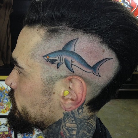 Dan Higgs tattoo, traditional shark tattoo, Tad Peyton tattoo, Jinx Proof Tattoo, Washington D.C. tattoo, Absolute Art Tattoo, Richmond Va tattoo