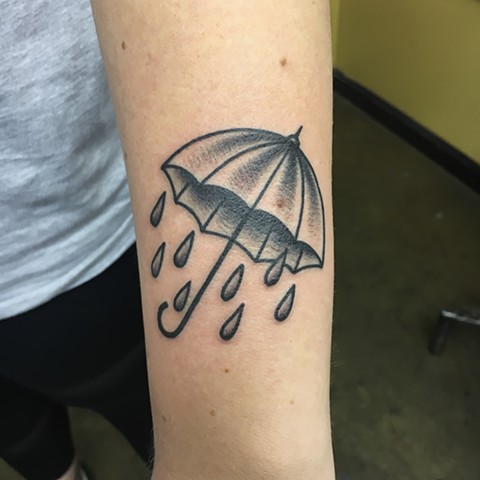 traditional umbrella tattoo, Tad Peyton tattoo, Jinx Proof Tattoo, Washington D.C. tattoo, Absolute Art Tattoo, Richmond Va tattoo