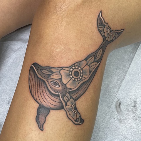 traditional whale tattoo, traditional black and gray tattoo, Tad Peyton tattoo, Jinx Proof Tattoo, Washington D.C. tattoo, Absolute Art Tattoo, Richmond Va tattoo