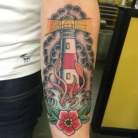 lighthouse tattoo, Tad Peyton tattoo, Jinx Proof Tattoo, Washington D.C. tattoo, Absolute Art Tattoo, Richmond Va tattoo