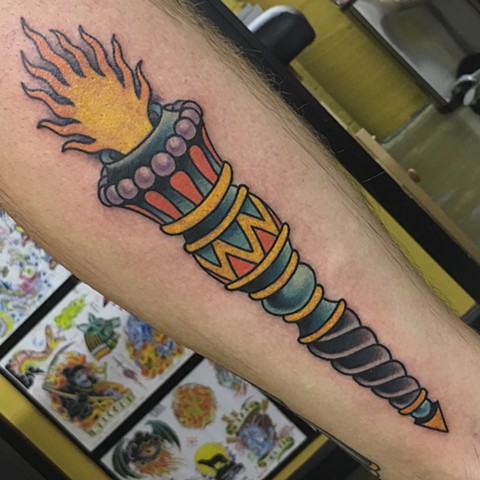 traditional torch tattoo, Tad Peyton tattoo, Jinx Proof Tattoo, Washington D.C. tattoo, Absolute Art Tattoo, Richmond Va tattoo