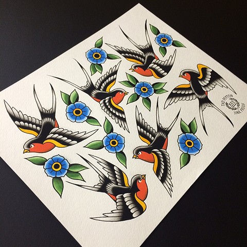 traditional swallow blue bird tattoo tad peyton