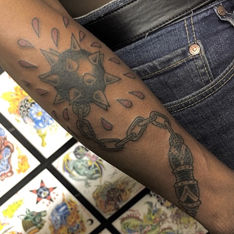 traditional flail tattoo, Tad Peyton tattoo, Jinx Proof Tattoo, Washington D.C. tattoo, Absolute Art Tattoo, Richmond Va tattoo