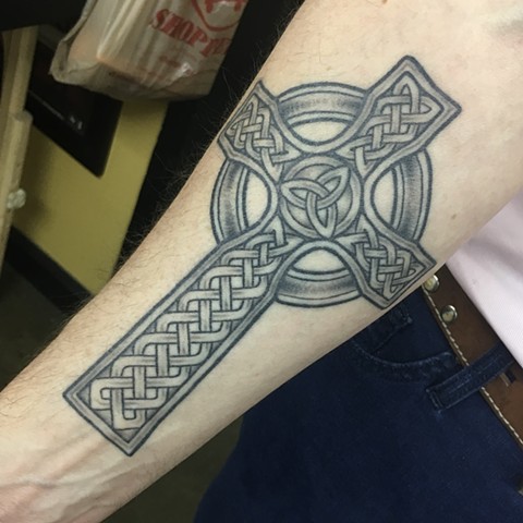 Celtic cross tattoo, Celtic knotwork tattoo, Tad Peyton tattoo, Jinx Proof Tattoo, Washington D.C. tattoo, Absolute Art Tattoo, Richmond Va tattoo