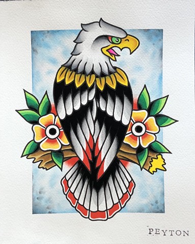 traditional eagle tattoo flash, Tad Peyton tattoo, Jinx Proof Tattoo, Washington D.C. tattoo, Absolute Art Tattoo, Richmond Va tattoo