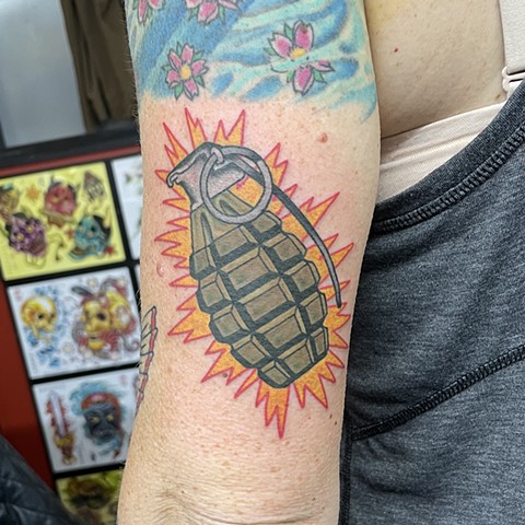 grenade tattoo, Tad Peyton tattoo, Jinx Proof Tattoo, Washington D.C. tattoo, Absolute Art Tattoo, Richmond Va tattoo