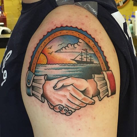 handshake tattoo, shaking hands tattoo, Tad Peyton tattoo, Jinx Proof Tattoo, Washington D.C. tattoo, Absolute Art Tattoo, Richmond Va tattoo