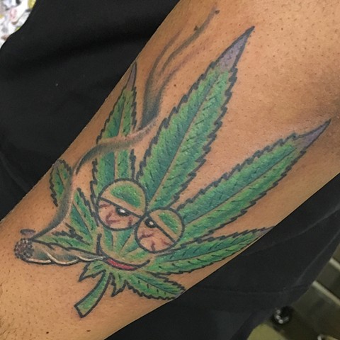 weed leaf tattoo, pot leaf tattoo, Tad Peyton tattoo, Jinx Proof Tattoo, Washington D.C. tattoo, Absolute Art Tattoo, Richmond Va tattoo