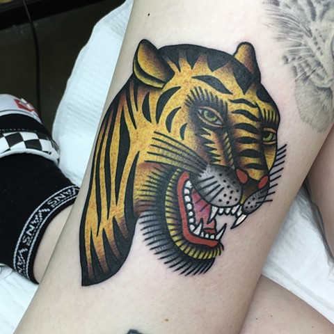 traditional tiger tattoo, Bert Grimm tattoo, Tad Peyton tattoo, Jinx Proof Tattoo, Washington D.C. tattoo, Absolute Art Tattoo, Richmond Va tattoo