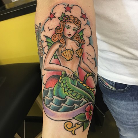 mermaid tattoo, Sailor Jerry tattoo, Tad Peyton tattoo, Jinx Proof Tattoo, Washington D.C. tattoo, Absolute Art Tattoo, Richmond Va tattoo