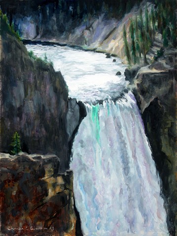 Painting of the lower falls at Yellowstone National Park.