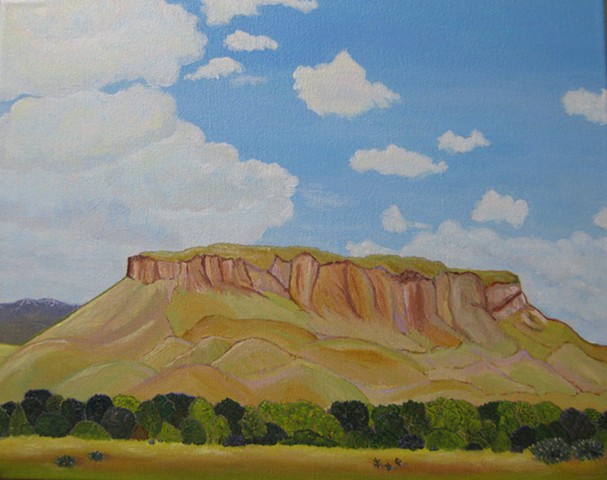 acrylic landscape painting by ann laase bailey of black mesa in new mexico