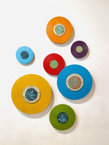 Colorful modern circular sculpture wall art sculpture