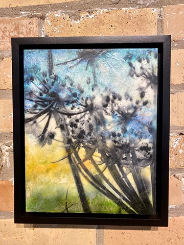 Sunset encaustic painting flowers pollinator-friendly photography contemporary photo