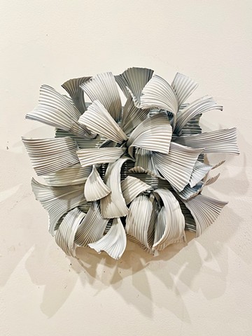 Organic abstract wall shadows sculpture primed aluminum dimensional white