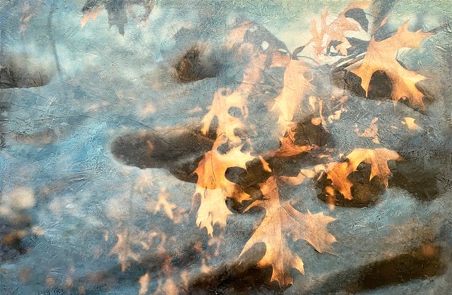 Landscape contemporary painting original for sale encaustic leaves