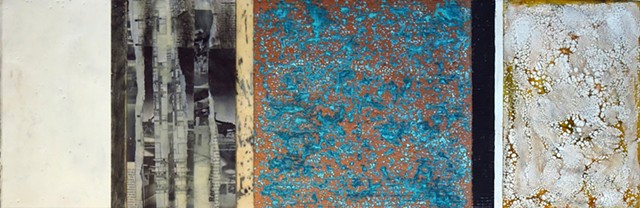 Encaustic, abstract, patina, copper painting, graphite