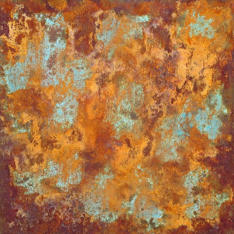 Fine art encaustic abstract contemporary painting rust and patina