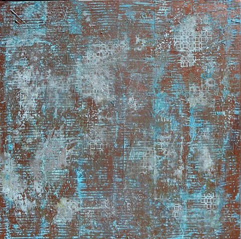 Original fine art abstract paintings with rust and copper patina