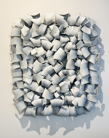 White aluminum, metal, contemporary modern wall sculpture