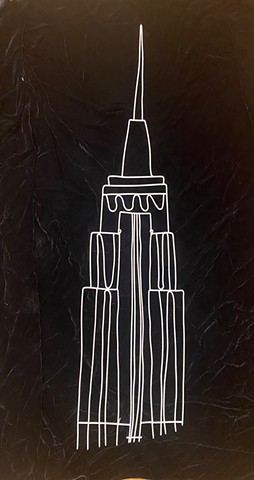 Contemporary wire wall sculpture Empire State Building skyscraper
