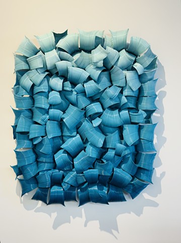 Blue, contemporary modern wall, mixed-media, aluminum sculpture