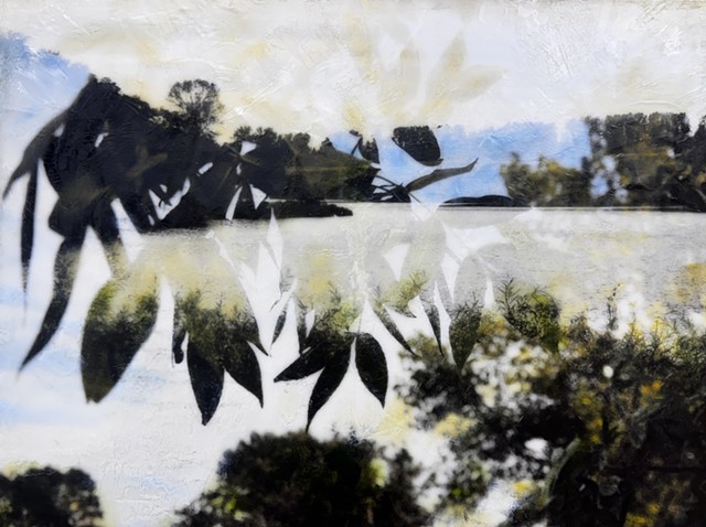 abstracted photography nature-based landscape encaustic paint and double-exposure images