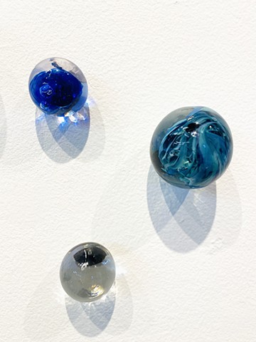 Blue glass spheres pebbles hand-blown glass wall art sculpture 