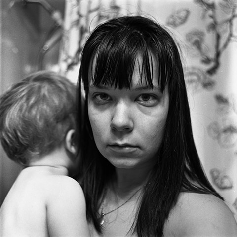 self portrait with child Black and white 