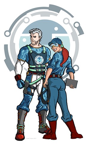 Tech Hero Mascots with Shield