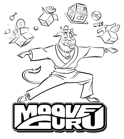 Moove Guru BW Logo/Mascot Combo