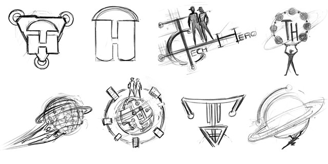 Tech Hero Early Logo Concept Sketches 4