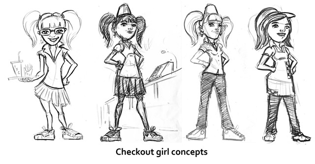 Checkout Girl 1st Pass Rough Concepts